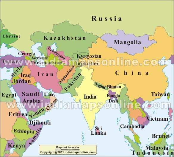 地图的印度与邻国