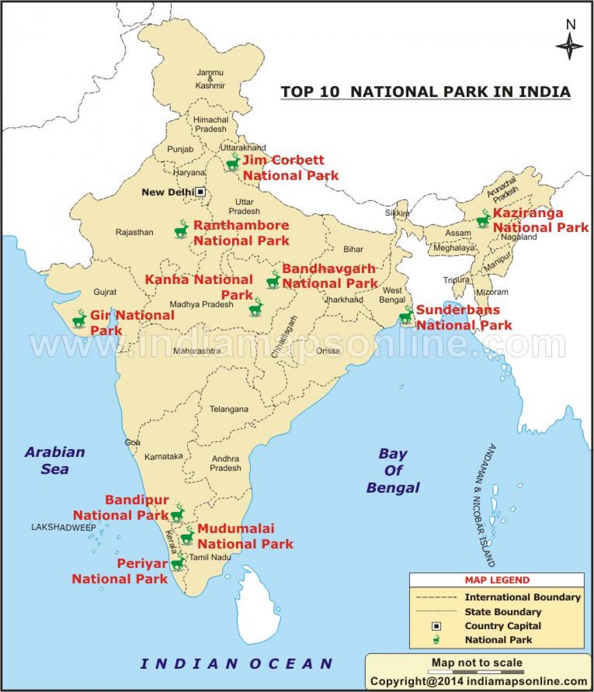 地图国家公园在印度