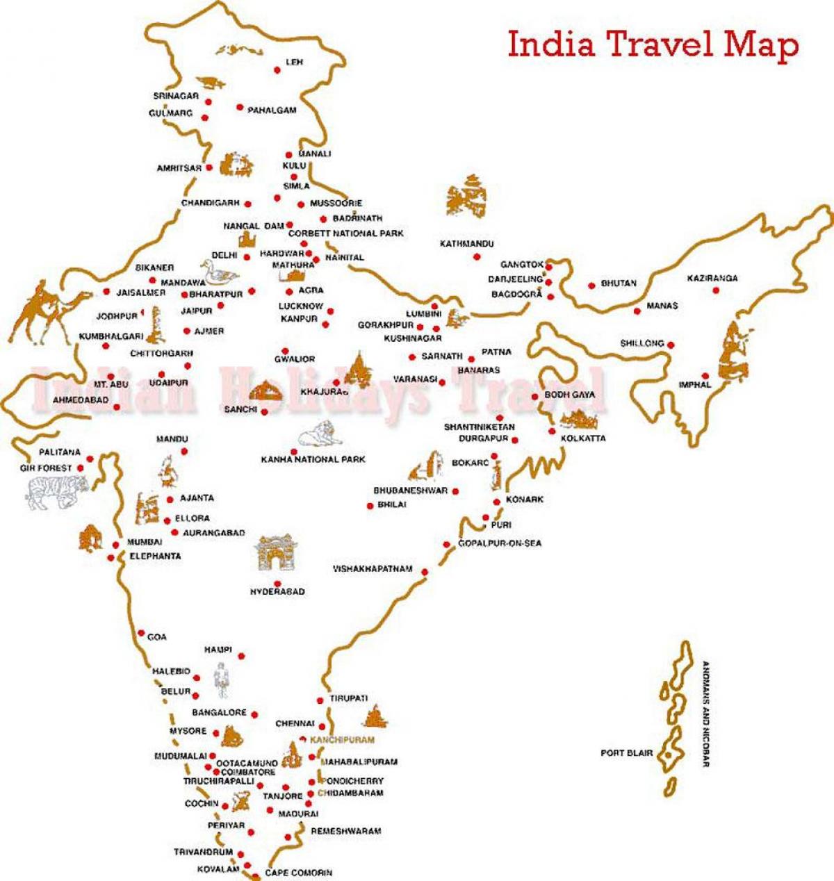 旅游地图印度